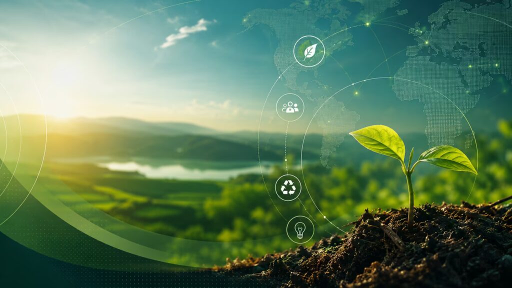 Young plant emerging from nutrient-rich soil, symbolizing sustainable agriculture, circular economy innovation, and climate resilience across Africa and Europe.